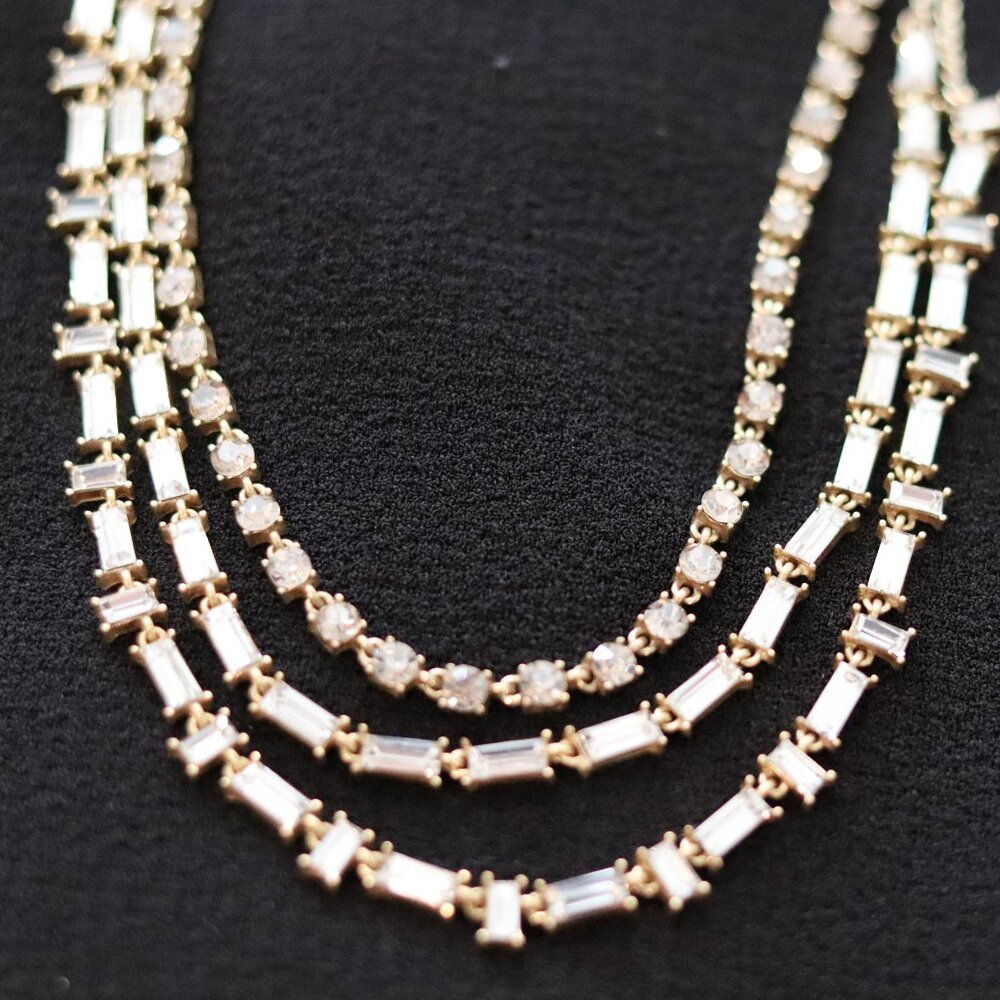 Triple Chain Rhinestone Choker Necklace - Picture 3 of 4